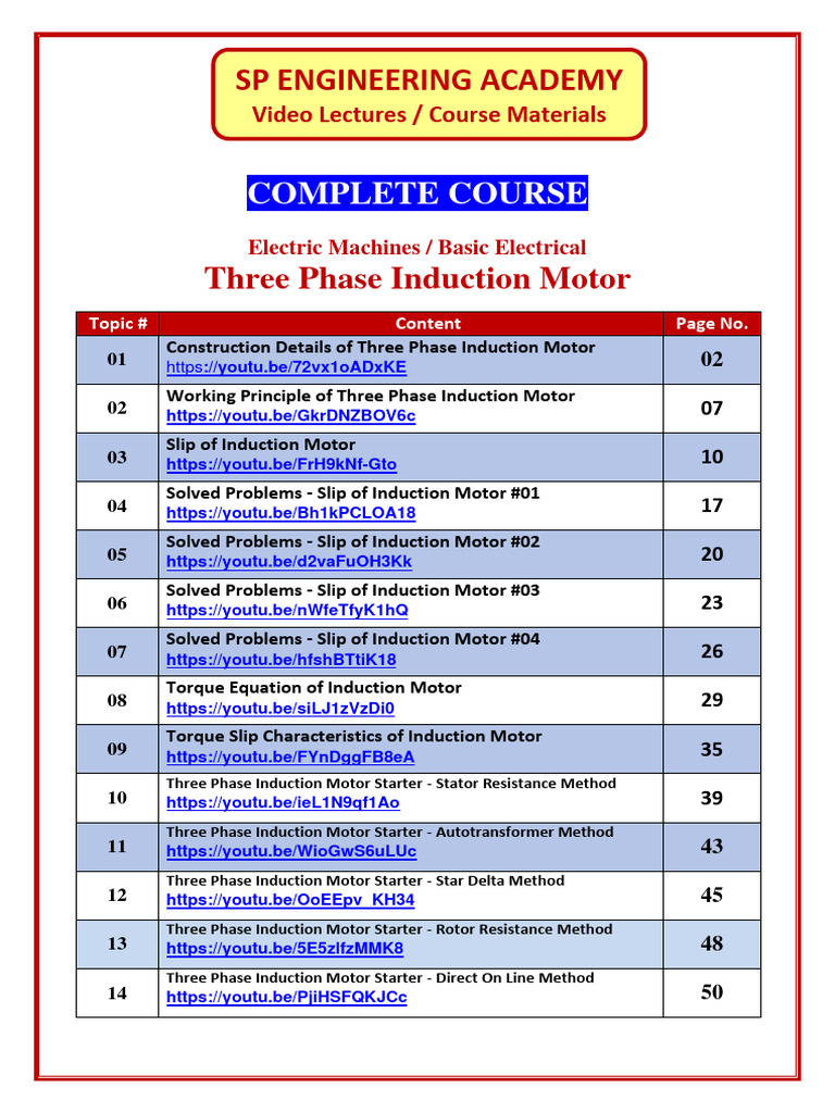 01 Three Phase Induction Motor - Full Course Material (4) | PDF ...