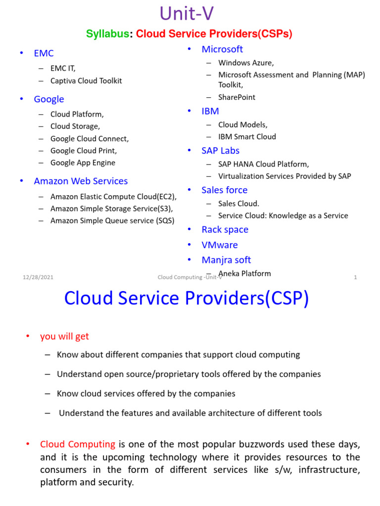 Overview of Cloud Service Providers | PDF | Cloud Computing | Software ...