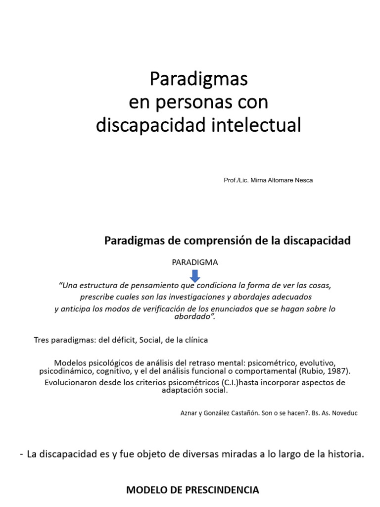 Paradigmas de la Discapacidad Intelectual | PDF | Invalidez ...