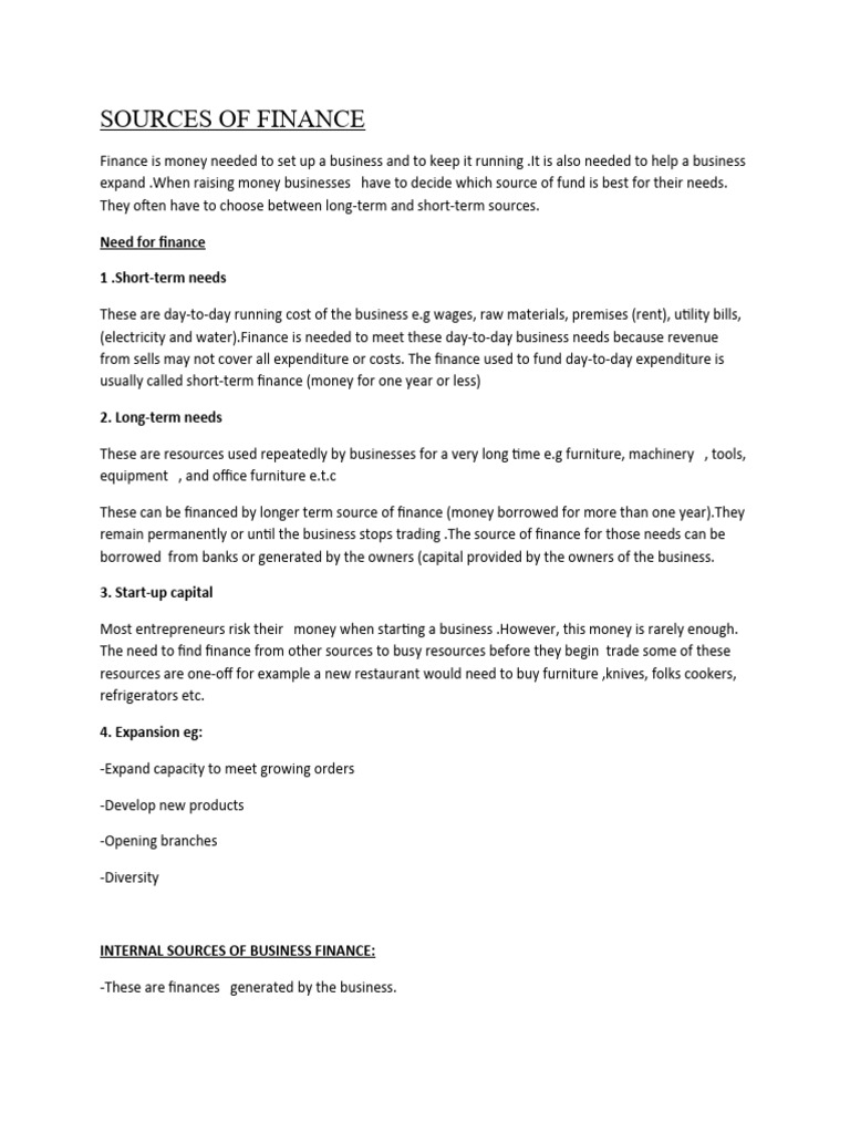 Business Finance Sources Explained | PDF | Credit Card | Interest
