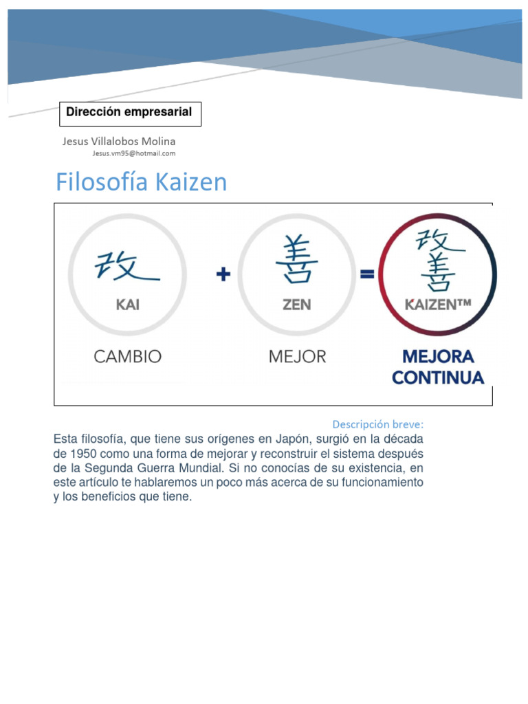 Filosofía Kaizen: Mejora Continua Empresarial | PDF | Business | Economias