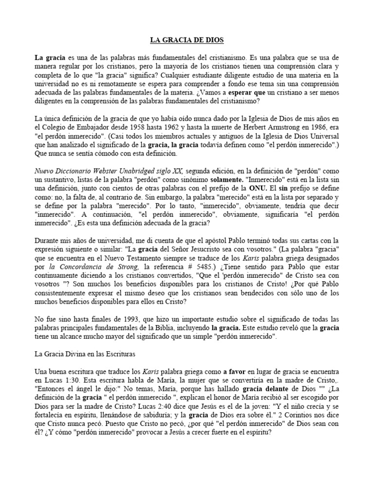 Definición y Significado de la Gracia de Dios | PDF | Cristo (título ...