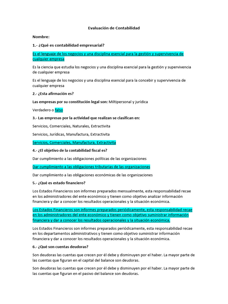 Contabilidad Empresarial y Financiera | PDF | Estado financiero ...