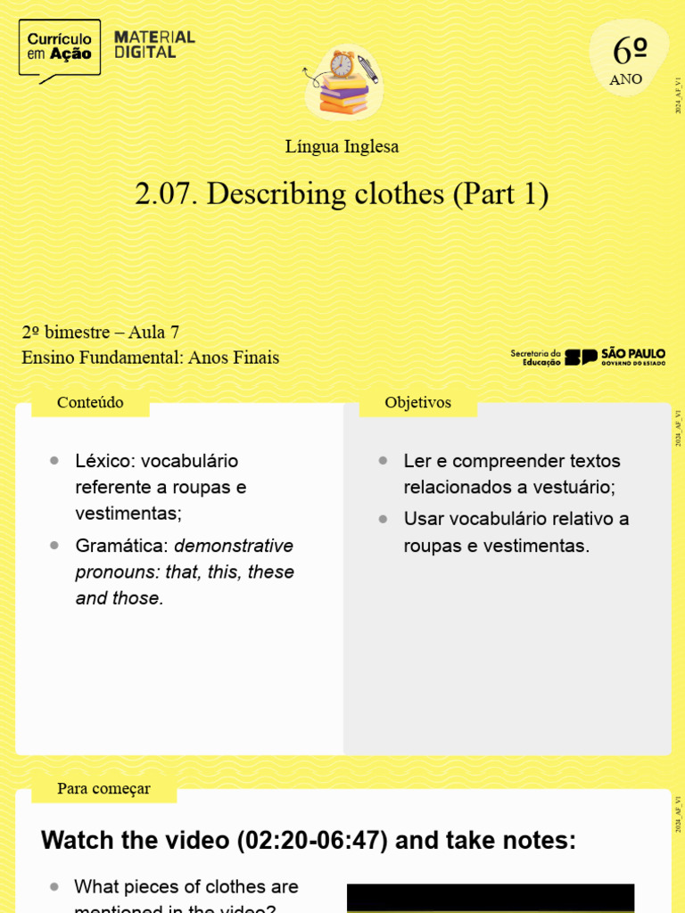 Describing Clothes: Vocabulary & Grammar | PDF | Dress | T Shirt