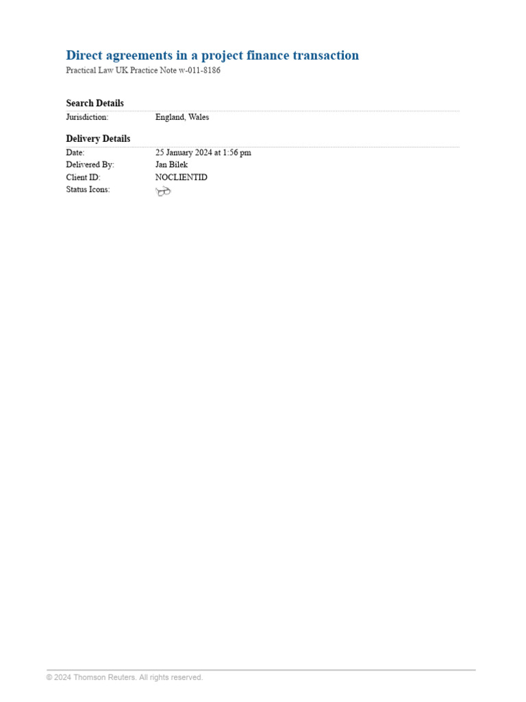 Direct Agreements in Project Finance | PDF | Project Finance | Due ...
