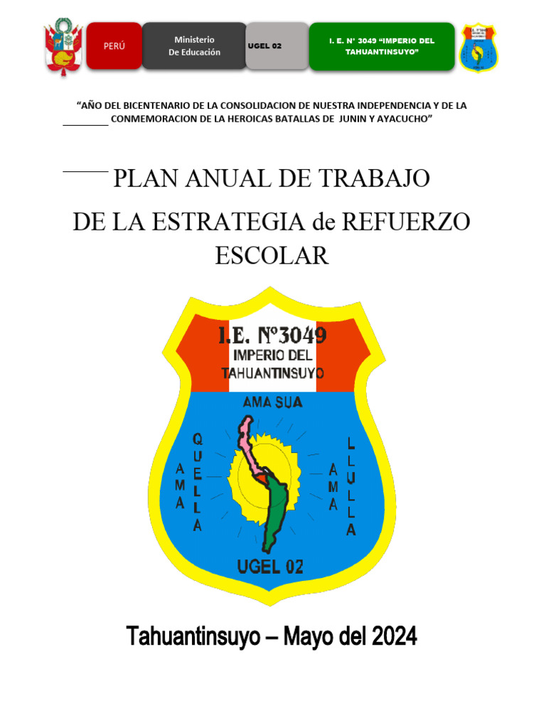 PLAN DE LA ESTRAT. REFUERZO-ESCOLAR 2024 | Descargar gratis PDF ...