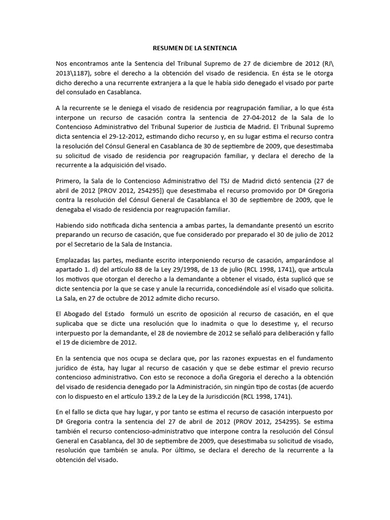 Resumen de La Sentencia | PDF | Separación de poderes | Gobierno
