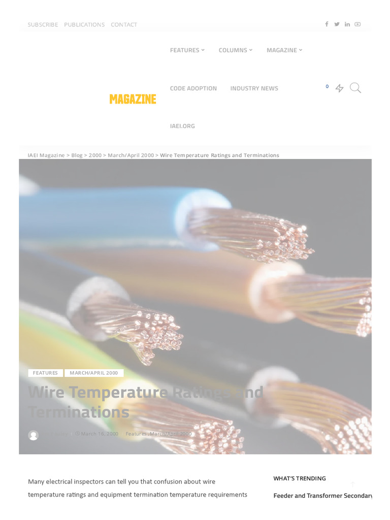Wire Temperature Ratings and Terminations - IAEI Magazine | PDF ...