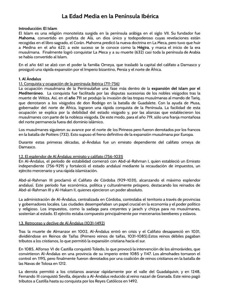 La Edad Media en la Península Ibérica | PDF | Al Andalus | Mahoma