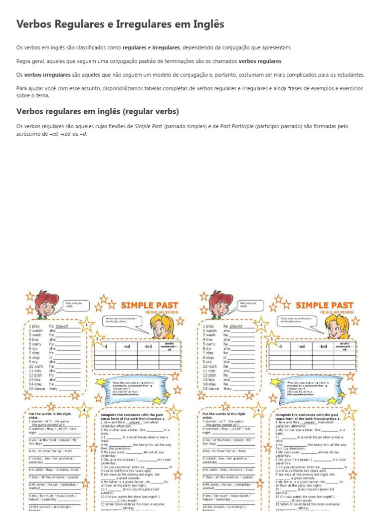 Verbos Regulares e Irregulares em Inglês | PDF