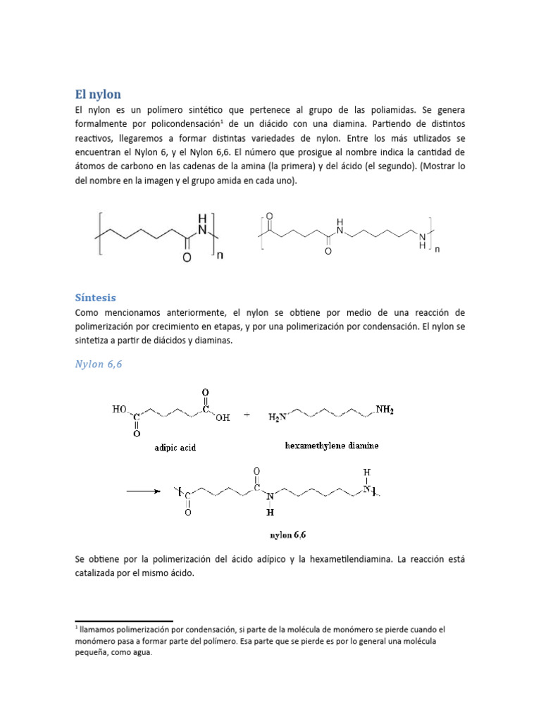 TP Nylon química orgánica | Descargar gratis PDF | Nylon | Química Orgánica