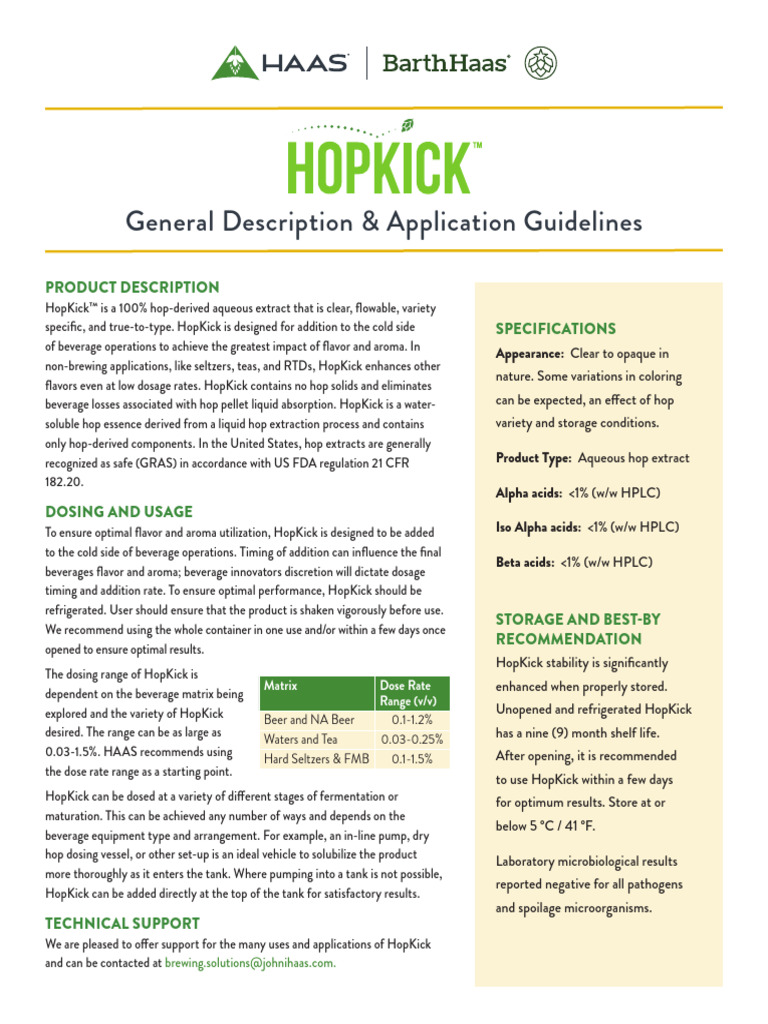 HopKick General Use Guide - 071023 Final | PDF | Drink | Chemistry