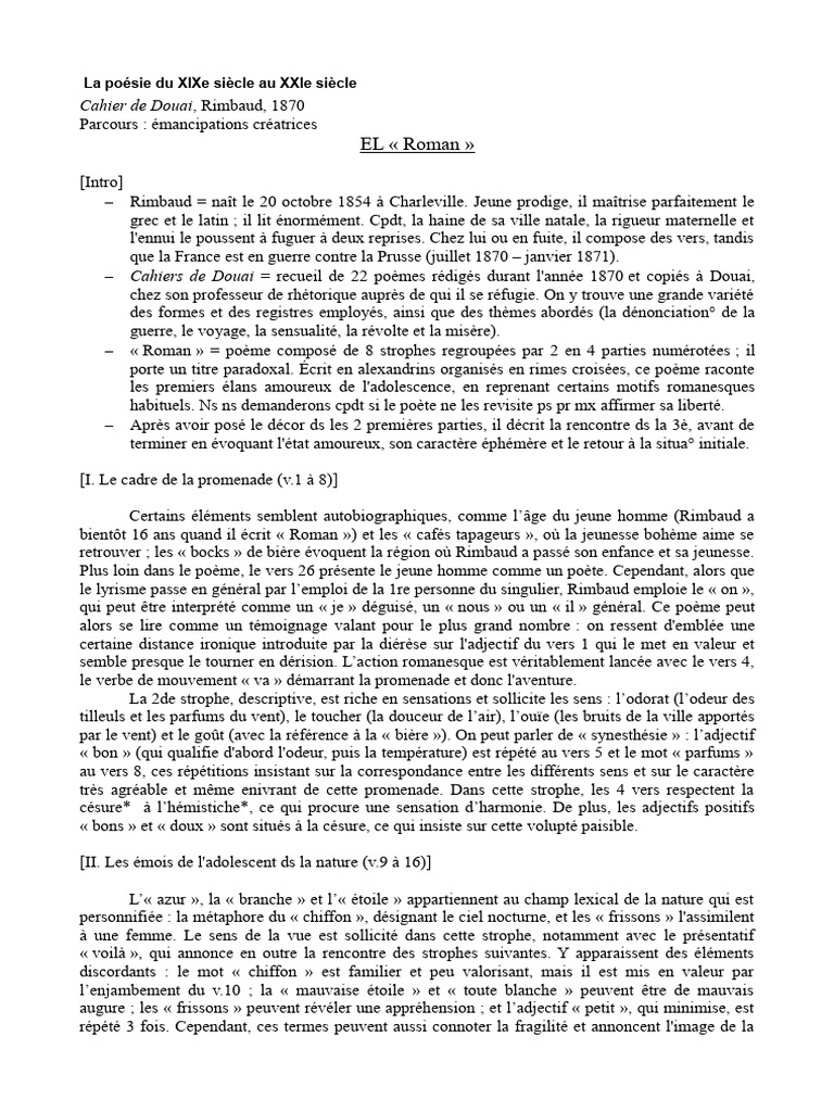 Analyse du poème 