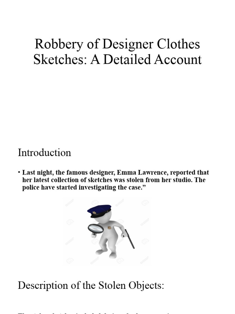 Designer Sketches Robbery Investigation | PDF