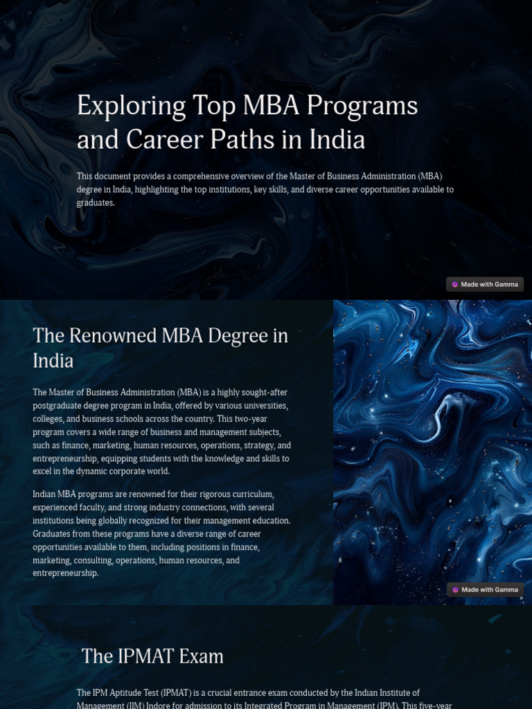 Master of Business Administration intelligence overview