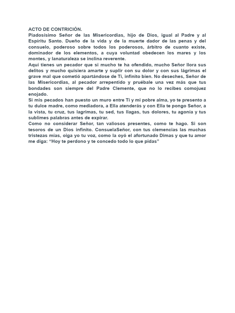 Acto de Contrición y Misericordia | PDF
