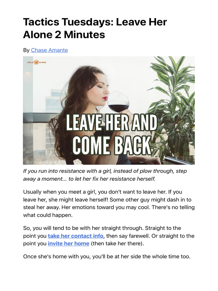Tactics Tuesdays Leave Her Alone 2 Minutes | PDF | Thought | Feeling