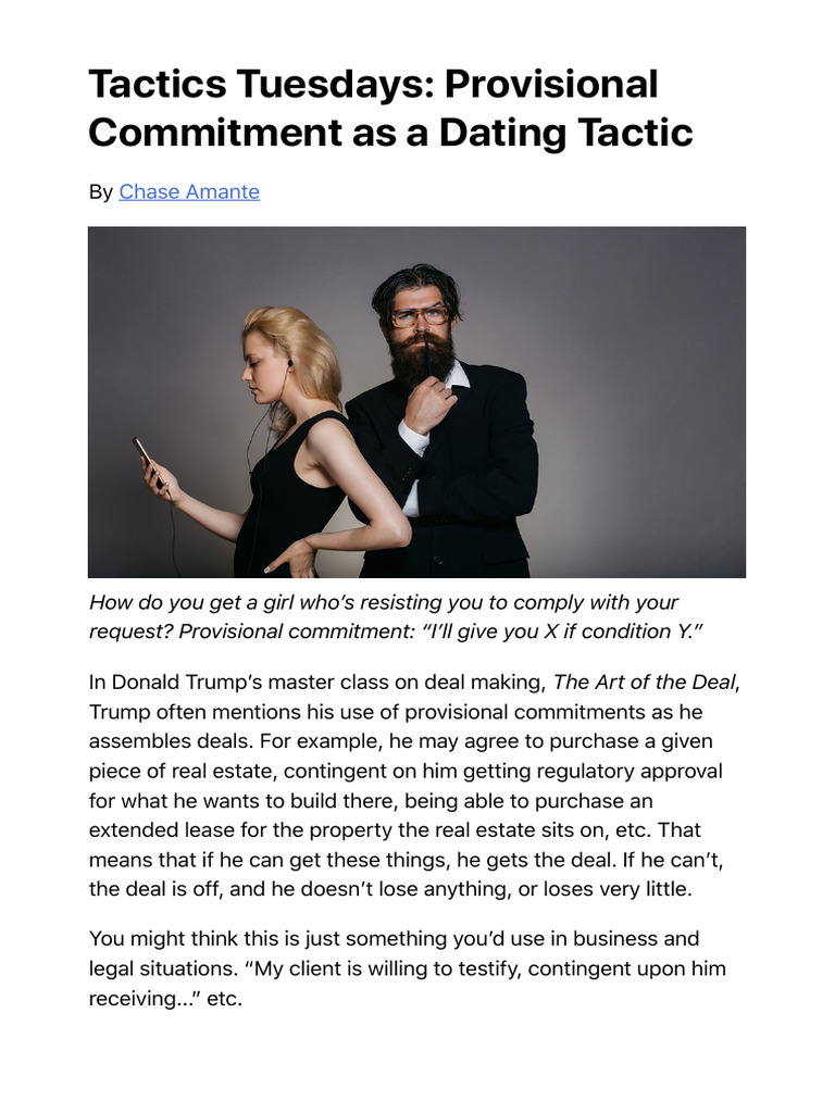 Tactics Tuesdays Provisional Commitment As A Dating Tactic | PDF