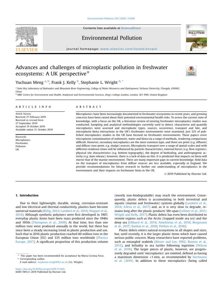Microplastic Pollution in UK Freshwater | PDF | Plastic | Pollution