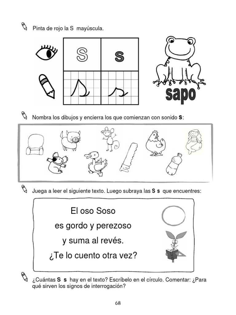 Fichas de trabajo con la letra S | PDF | Lingüística