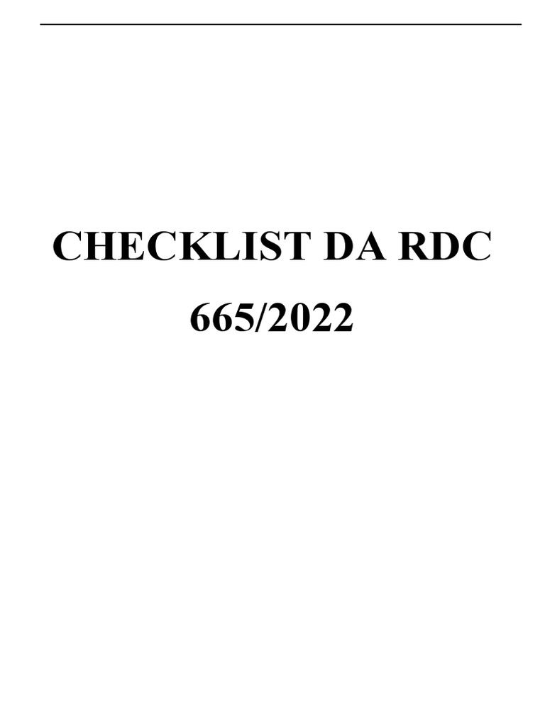 Checklist RDC 665/2022: Qualidade e Gestão | PDF | Qualidade (negócios ...