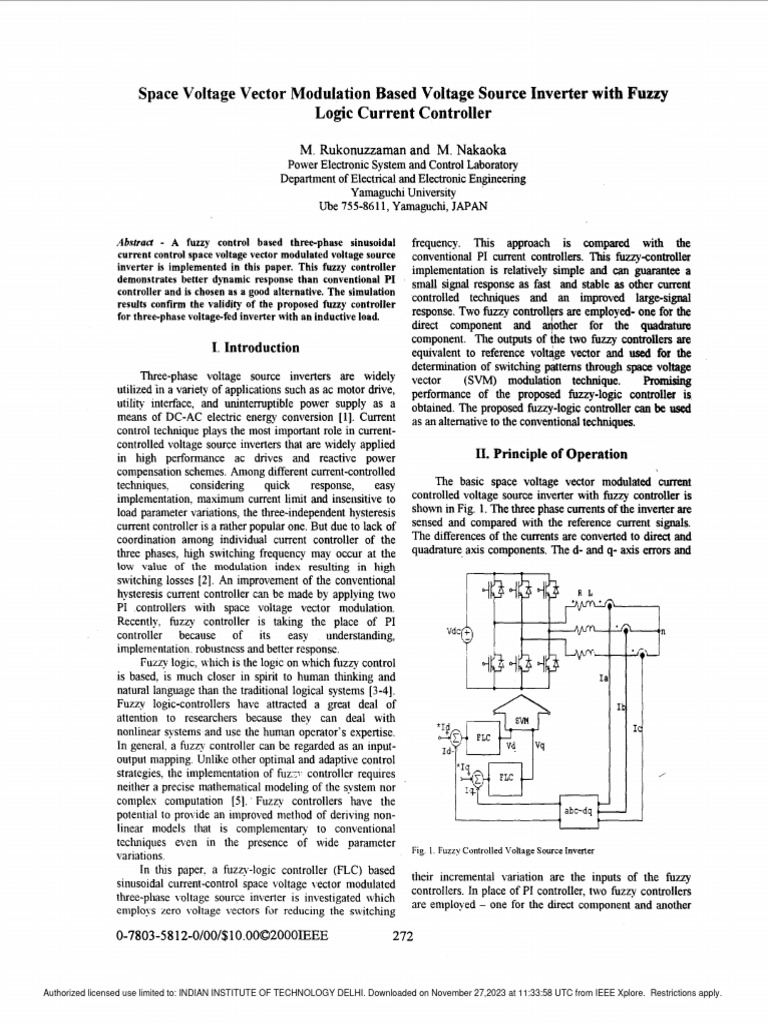 Space Voltage Vector Modulation Based Voltage Source Inverter With ...