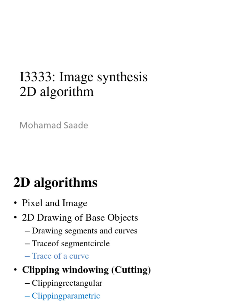 2D Image Synthesis and Curve Algorithms | PDF | Curve | Matrix ...