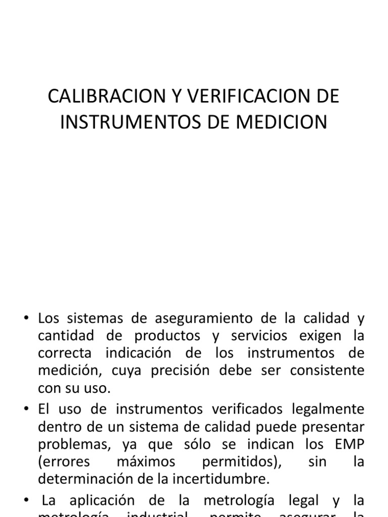 Calibracion y Verificacion de Instrumentos de Medicion Metrología Calibración