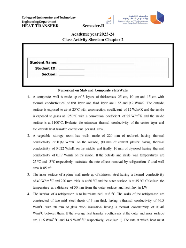 Heat Transfer Numerical Problems Guide | PDF | Thermal Insulation ...