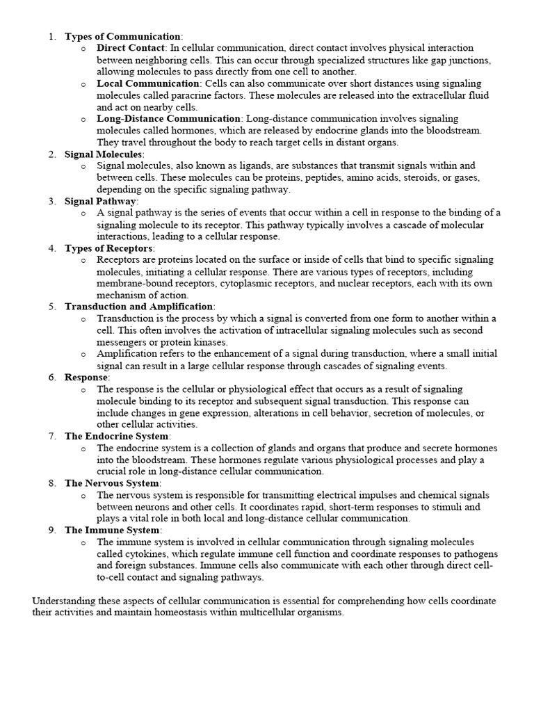 Cellular Communication Types and Mechanisms | PDF | Cell Signaling ...