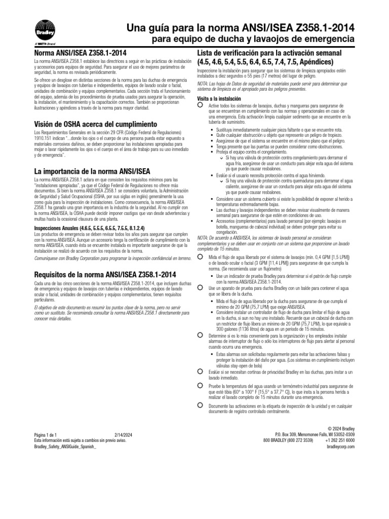 Ansi Z358.1 Standards Free Pdf