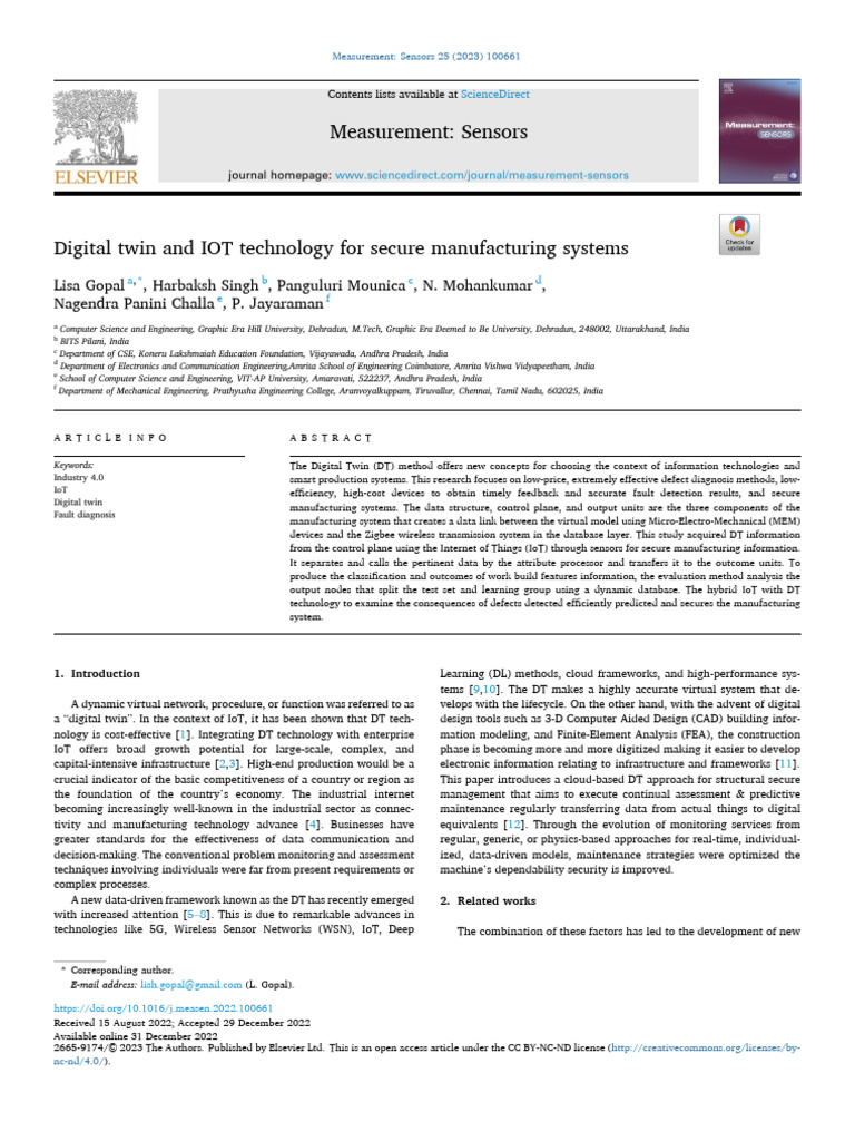 Digital Twin & IoT in Secure Manufacturing | PDF | Internet Of Things ...