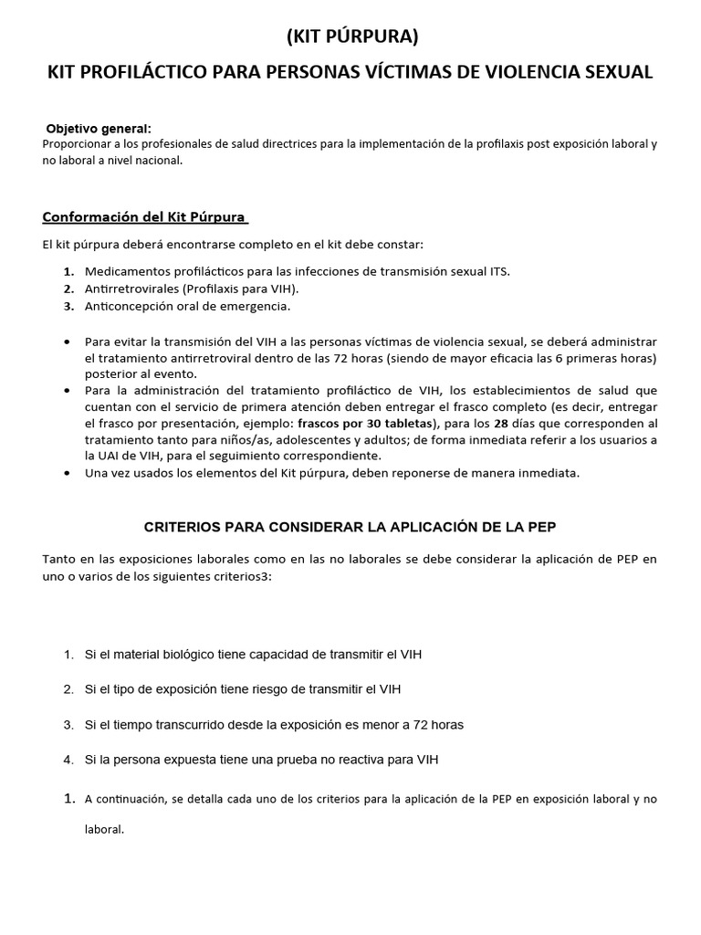 Kit Púrpura: Profilaxis VIH y ITS | PDF | VIH | Infección transmitida ...
