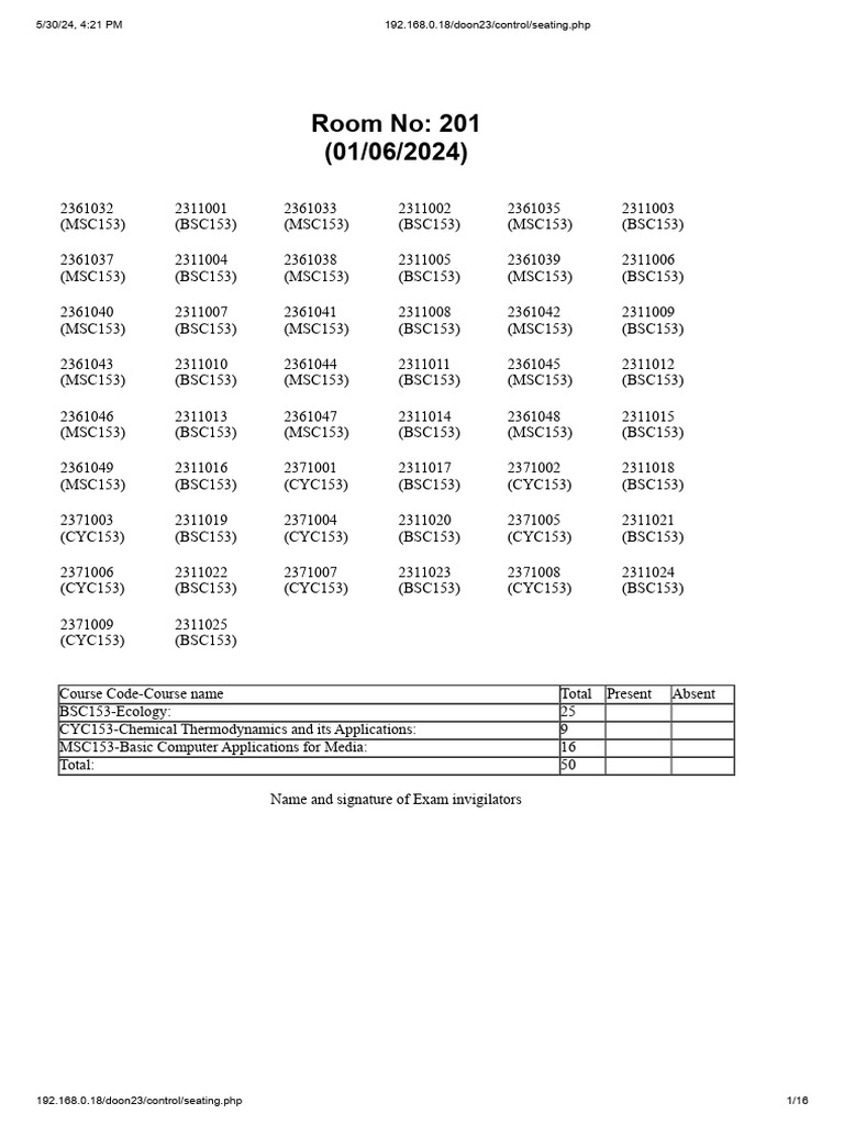 Seating Plan For 1.06.2024 (Second Sem.) | PDF | Technology & Engineering