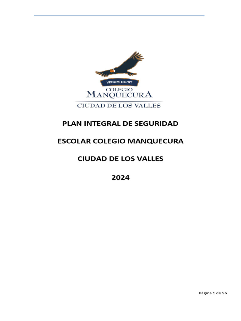 Plan Integral de Seguridad Escolar 2024 Basica y Media | PDF ...