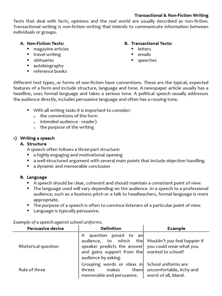 Transactional & Non-Fiction Writing | PDF | Writing | Non Fiction