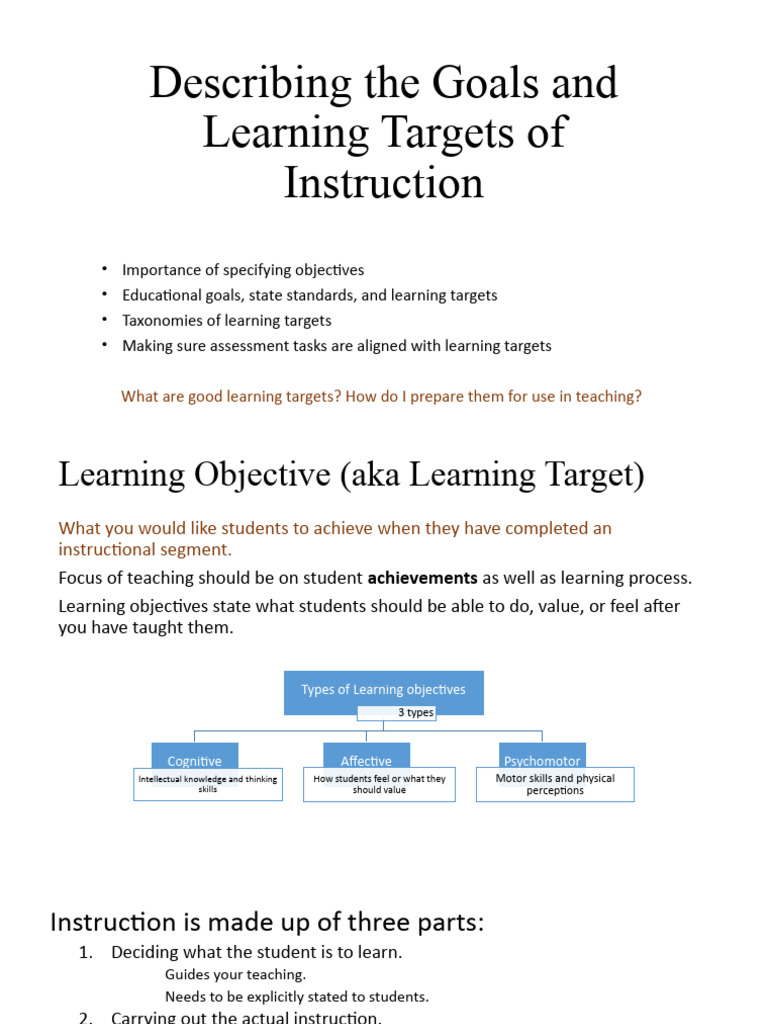 Chapter 2- Describing the Goals and Learning Targets of Instruction ...