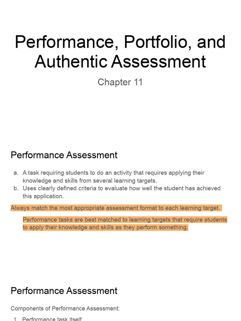 Performance Assessment Strategies Explained | PDF | Educational ...