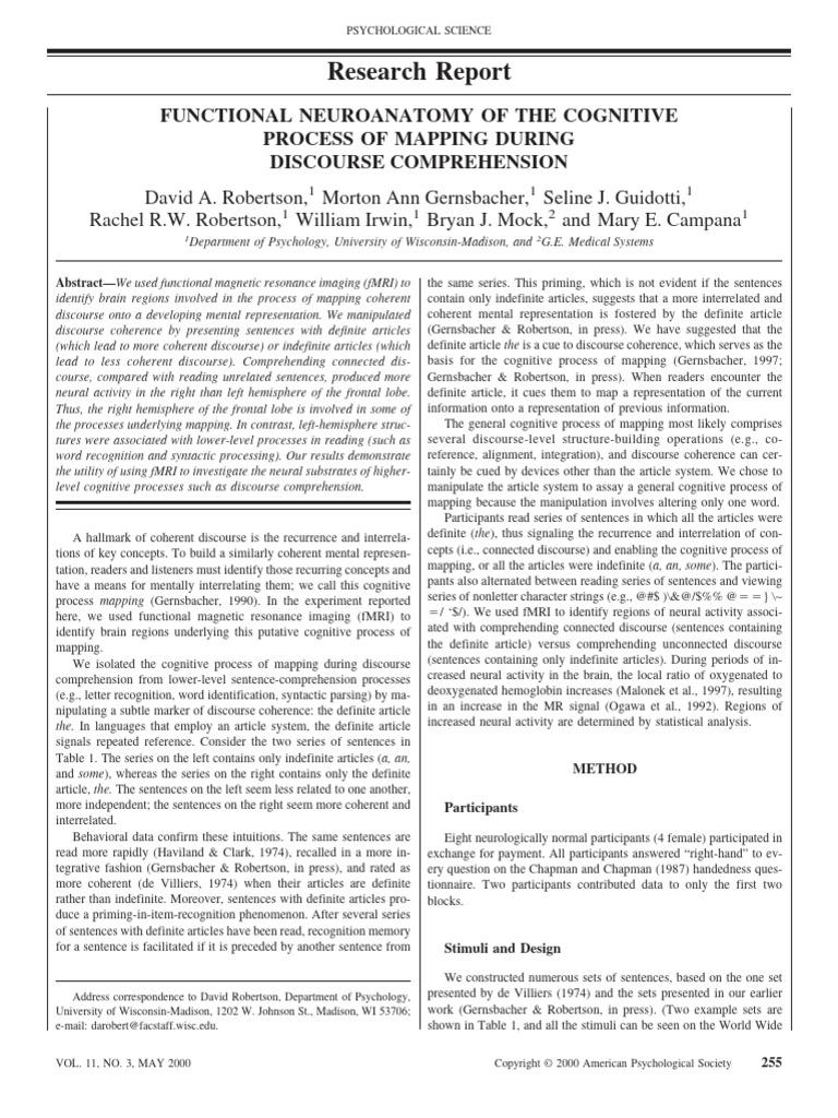 Robertsonetal Func Neuro Mapping | PDF | Functional Magnetic Resonance ...