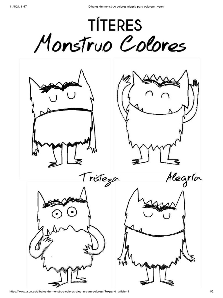 Monstruos de Colores para Colorear | PDF