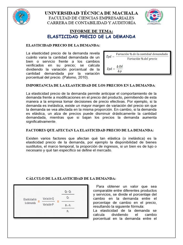 Elasticidad Precio de la Demanda | PDF | Elasticidad (economía) | La ...