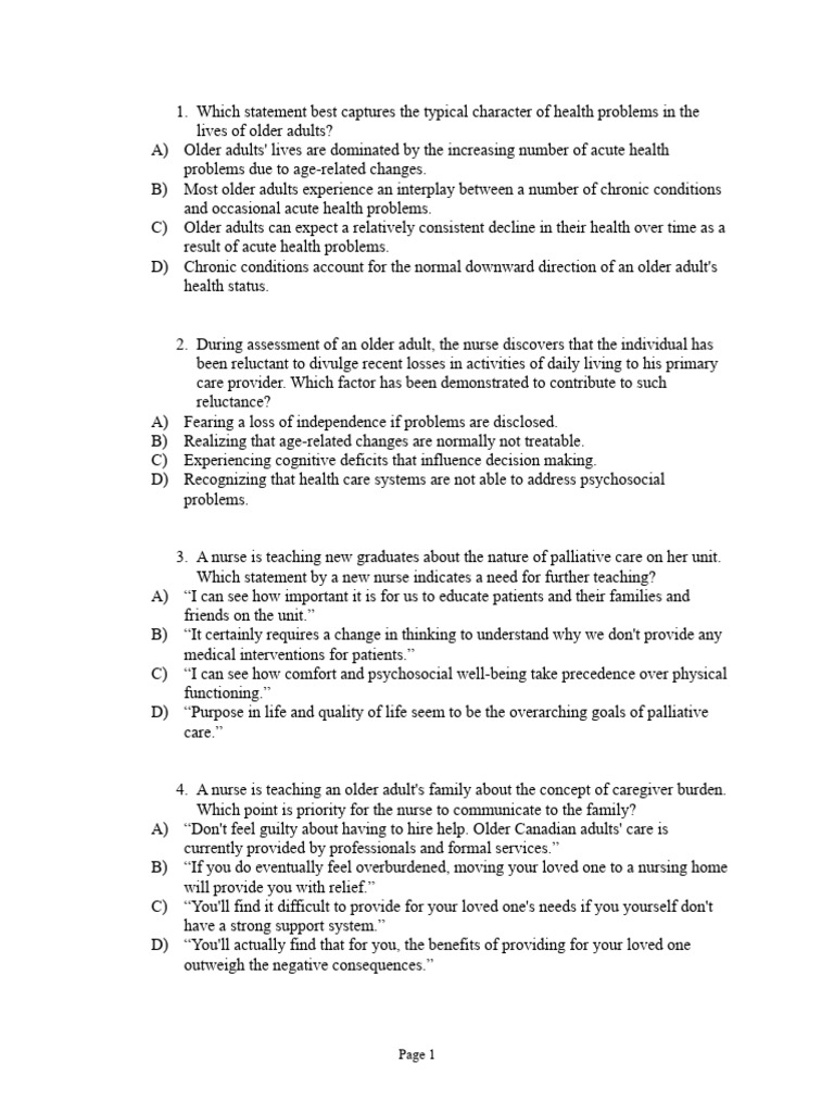 Nursing Interventions for Older Adults | PDF | Palliative Care | Nursing