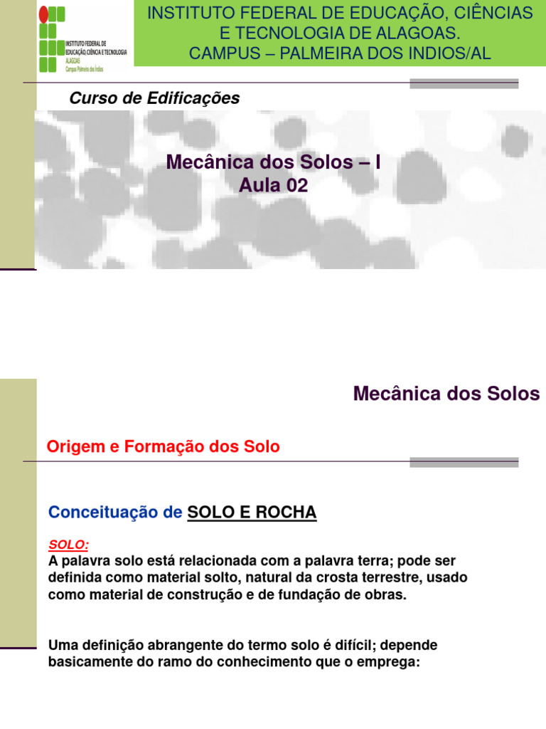 Aula 02 IFAL Origem e Formação IFAL | PDF | Intemperismo | Solo