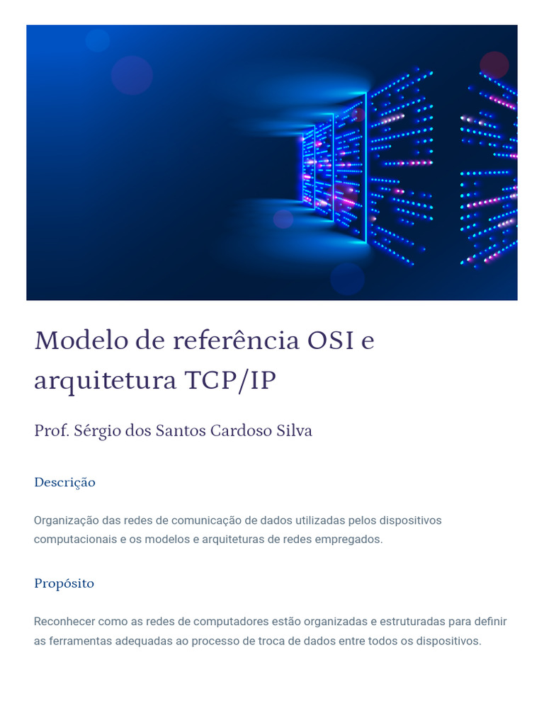 Estrutura de Redes: Modelo OSI e TCP/IP | PDF | Modelo OSI | Rede de ...