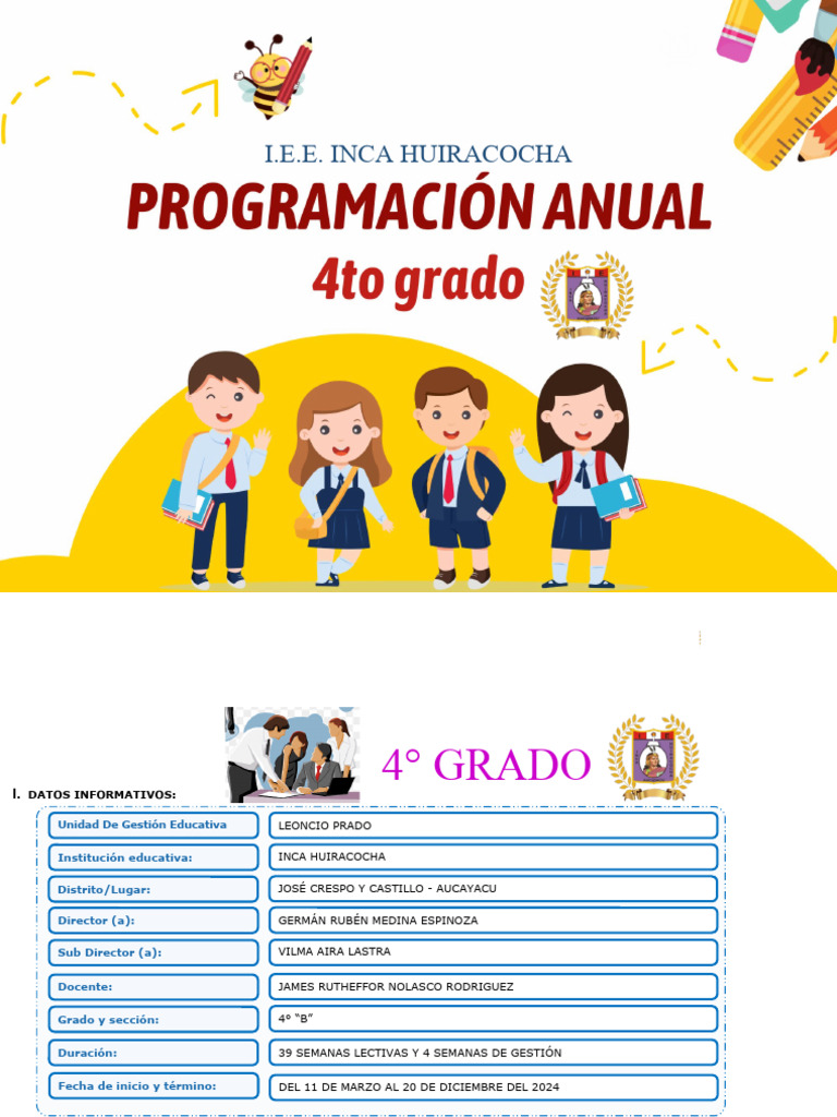 Programación Curricular 2024 - 4° Grado | PDF | Las emociones | Moralidad