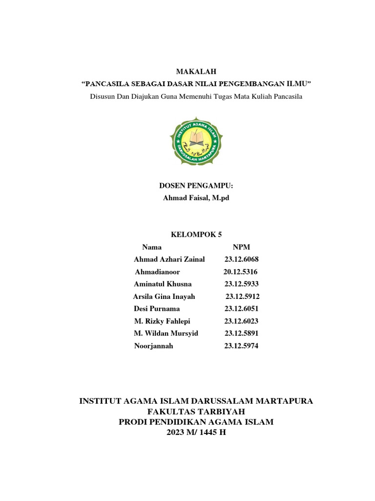 Pancasila dan Pengembangan Ilmu Pengetahuan | PDF | Sains & Matematika ...