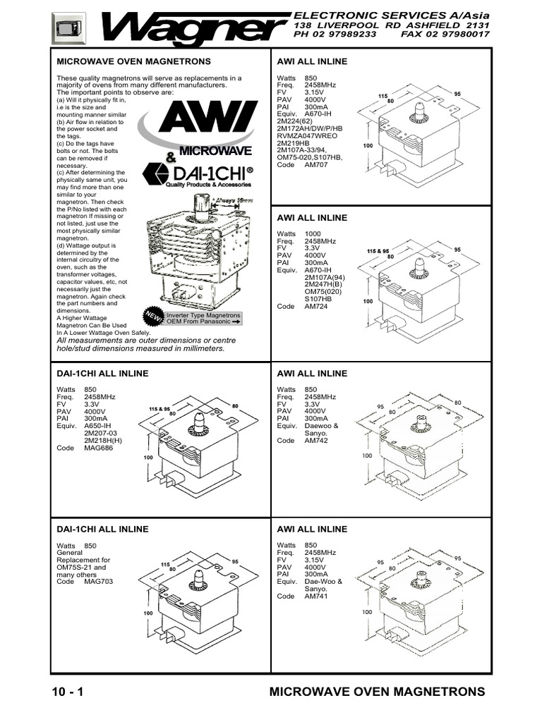 Microwave Oven Magnetron Replacements | PDF | Rectifier | Diode