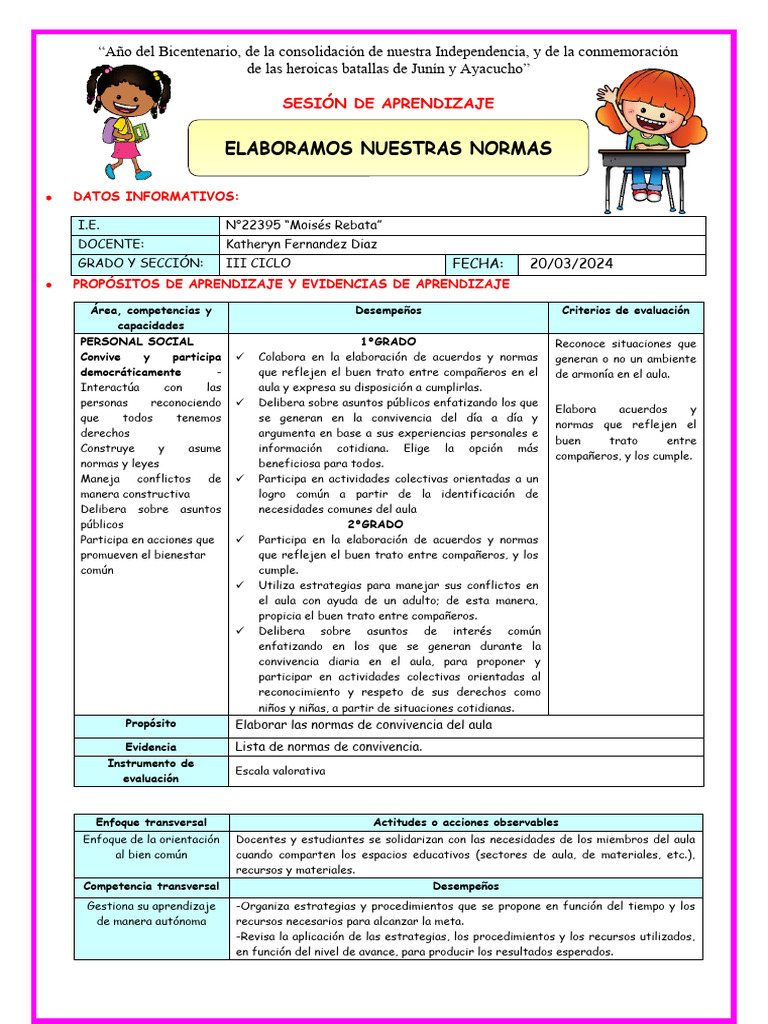 Normas de Convivencia en el Aula | PDF | Aprendizaje | Evaluación