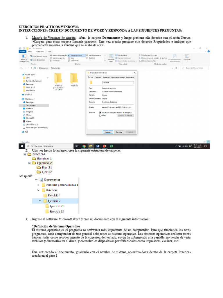 Ejercicios Prácticos de Windows 10 | PDF | Archivo de computadora ...