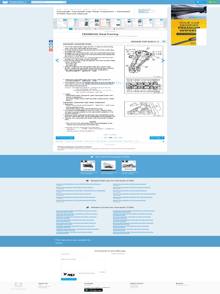 Kawasaki Z1000 Service Manual Guide | PDF | Engines | Motor Vehicle